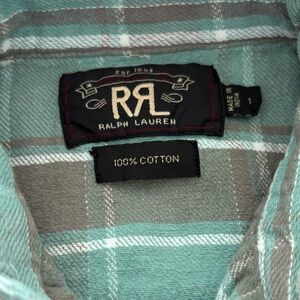 Ralph Lauren Double RL Mint Green & Gray Plaid Button-Front Midi Dress